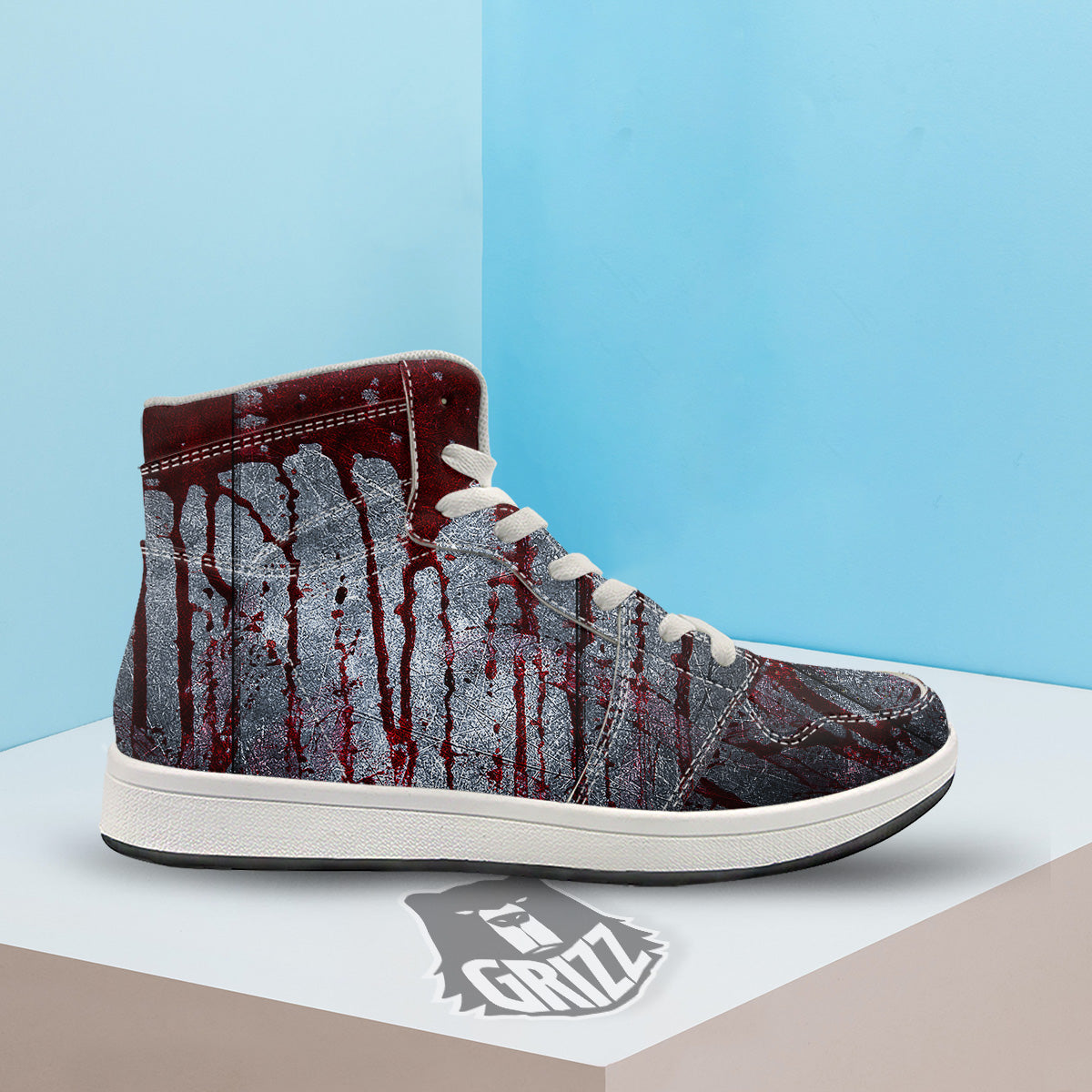 Bloody Metal Wall Print High Top Sneakers-grizzshop