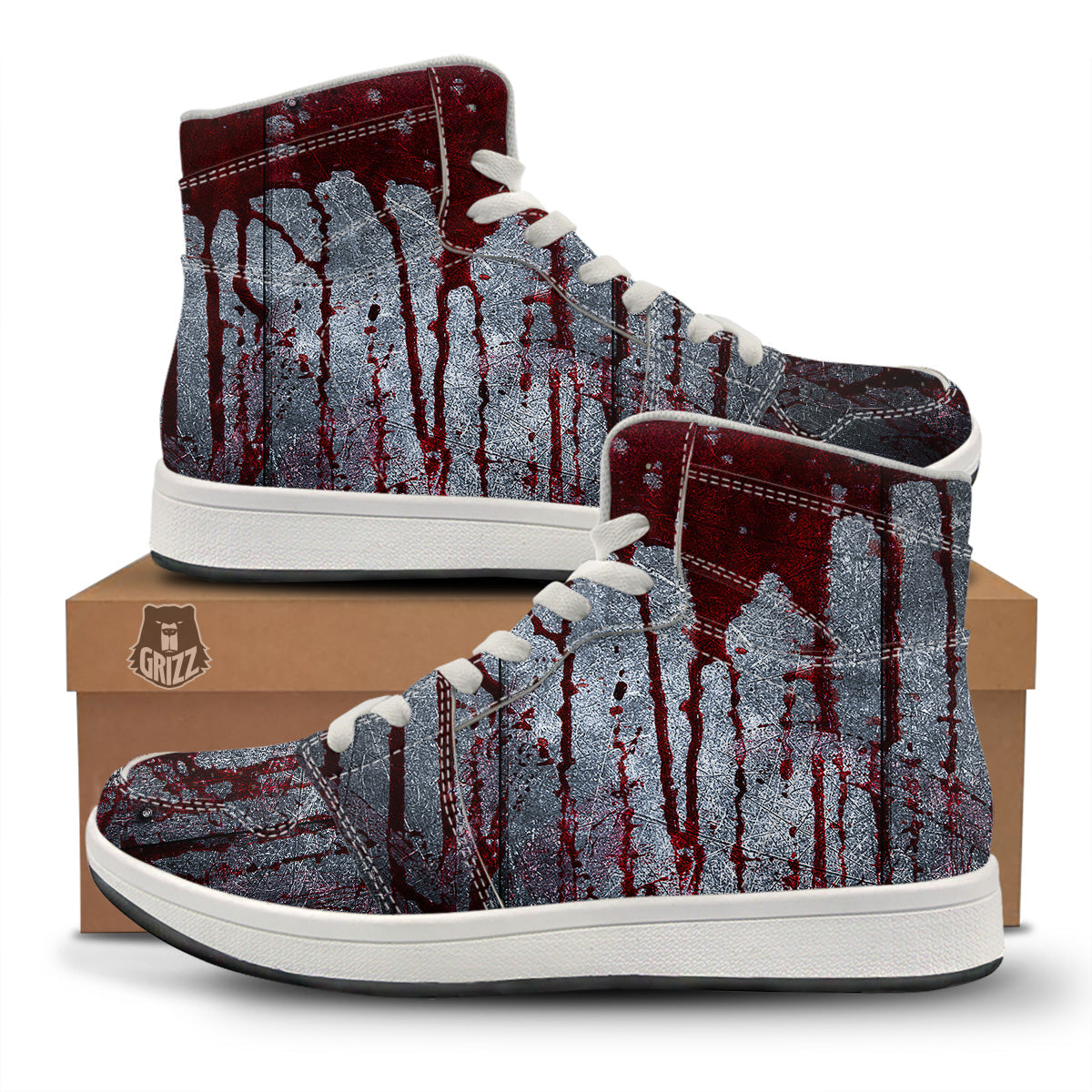 Bloody Metal Wall Print High Top Sneakers-grizzshop