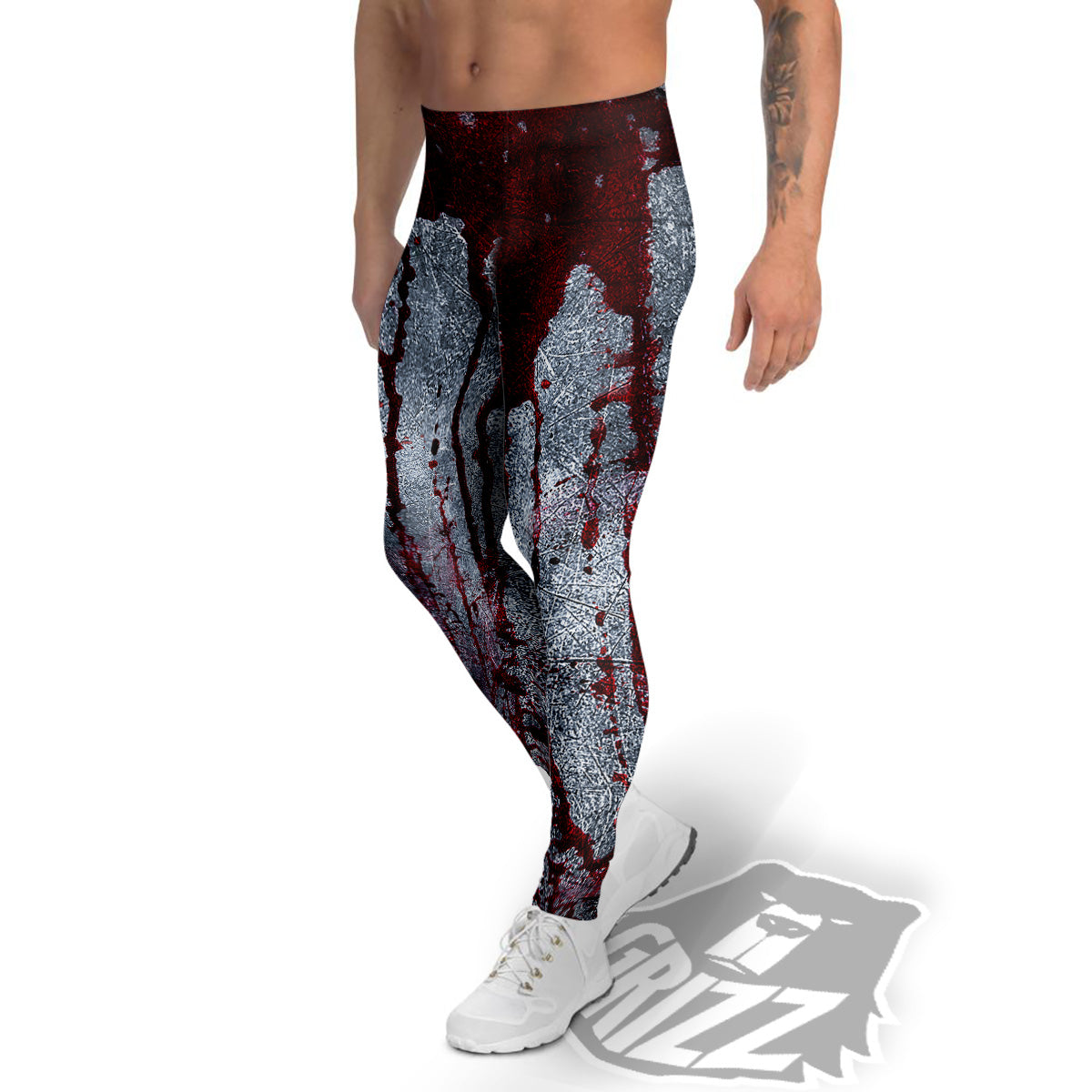 Bloody Metal Wall Print Men's Leggings-grizzshop