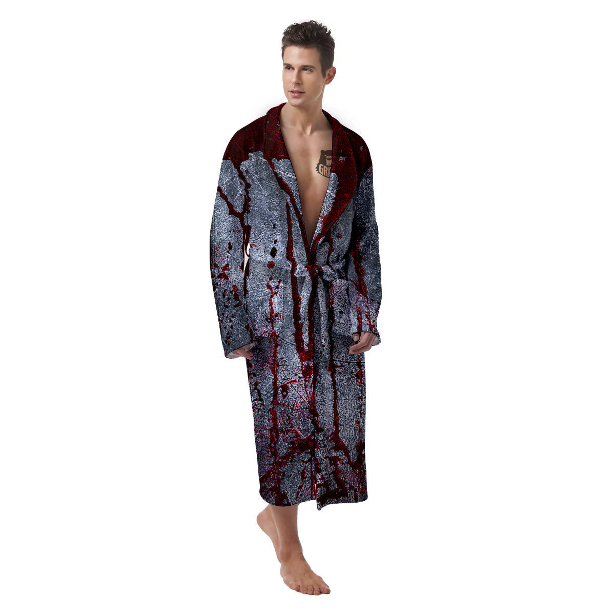 Bloody Metal Wall Print Men's Robe-grizzshop