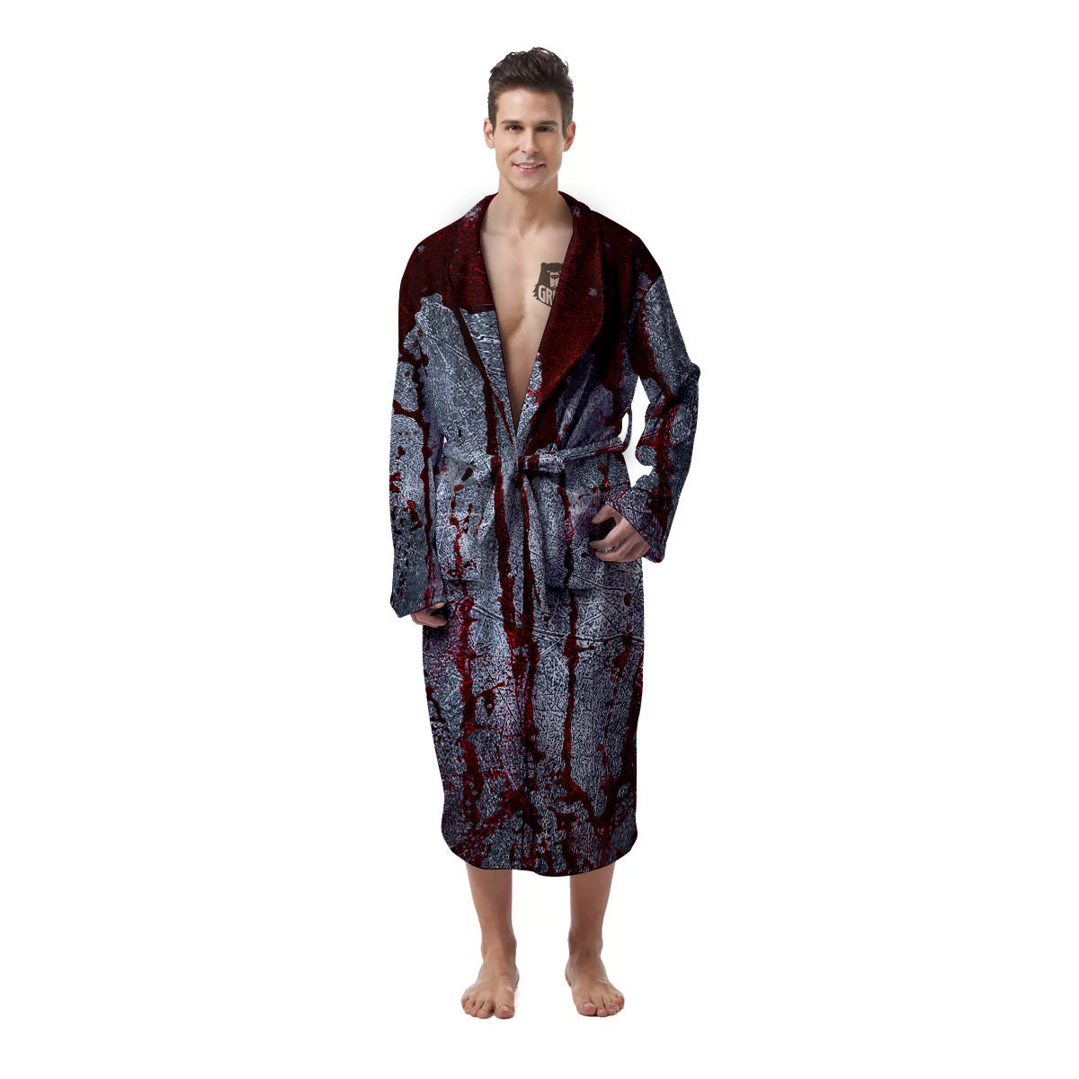 Bloody Metal Wall Print Men's Robe-grizzshop