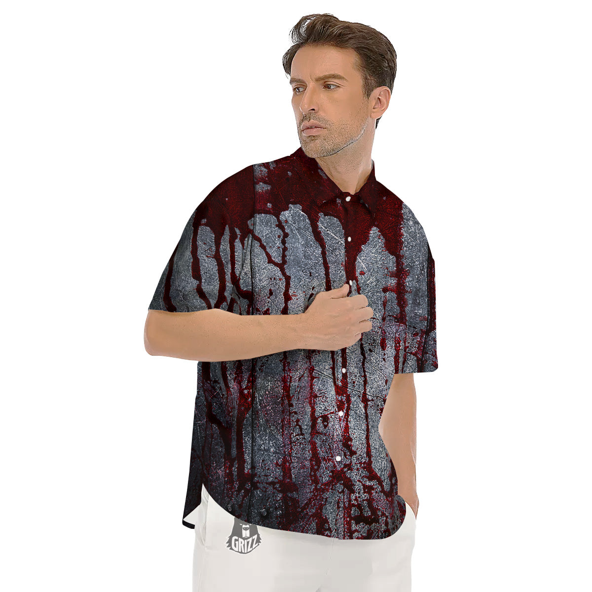 Bloody Metal Wall Print Men's Short Sleeve Shirts-grizzshop