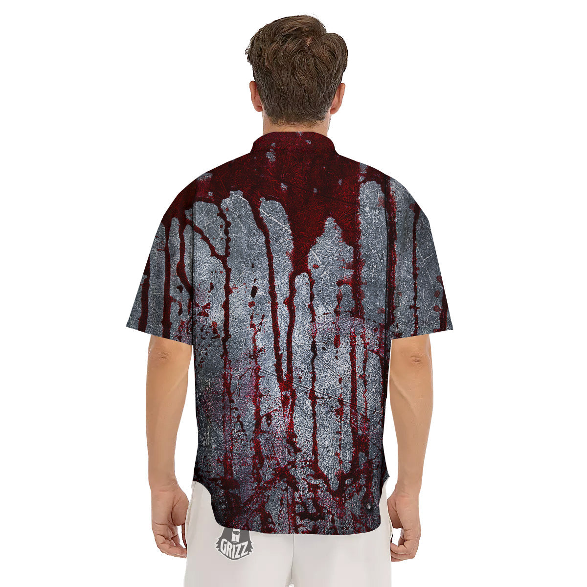 Bloody Metal Wall Print Men's Short Sleeve Shirts-grizzshop