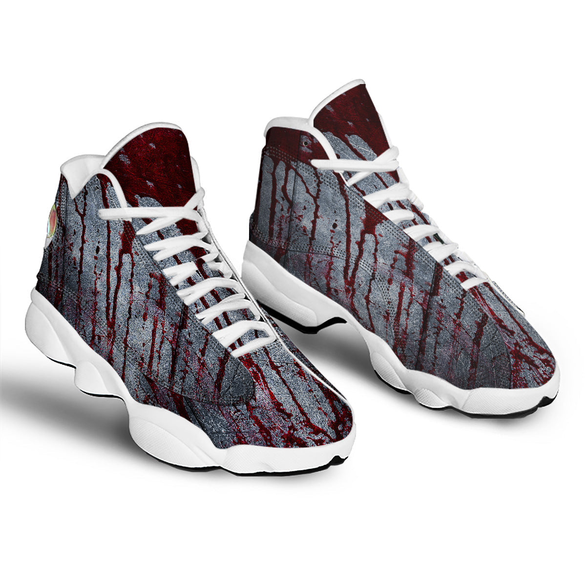 Bloody Metal Wall Print White Basketball Shoes-grizzshop
