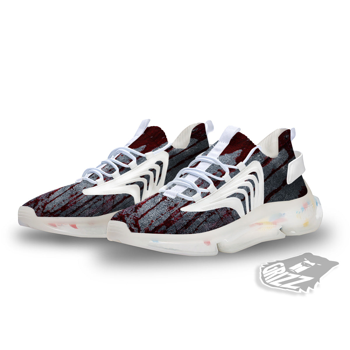 Bloody Metal Wall Print White Gym Shoes-grizzshop
