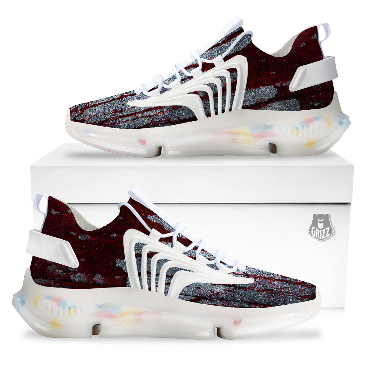 Bloody Metal Wall Print White Gym Shoes-grizzshop