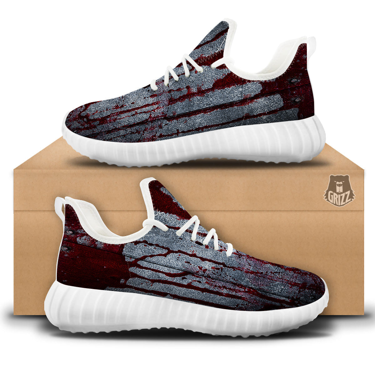 Bloody Metal Wall Print White Walking Shoes-grizzshop