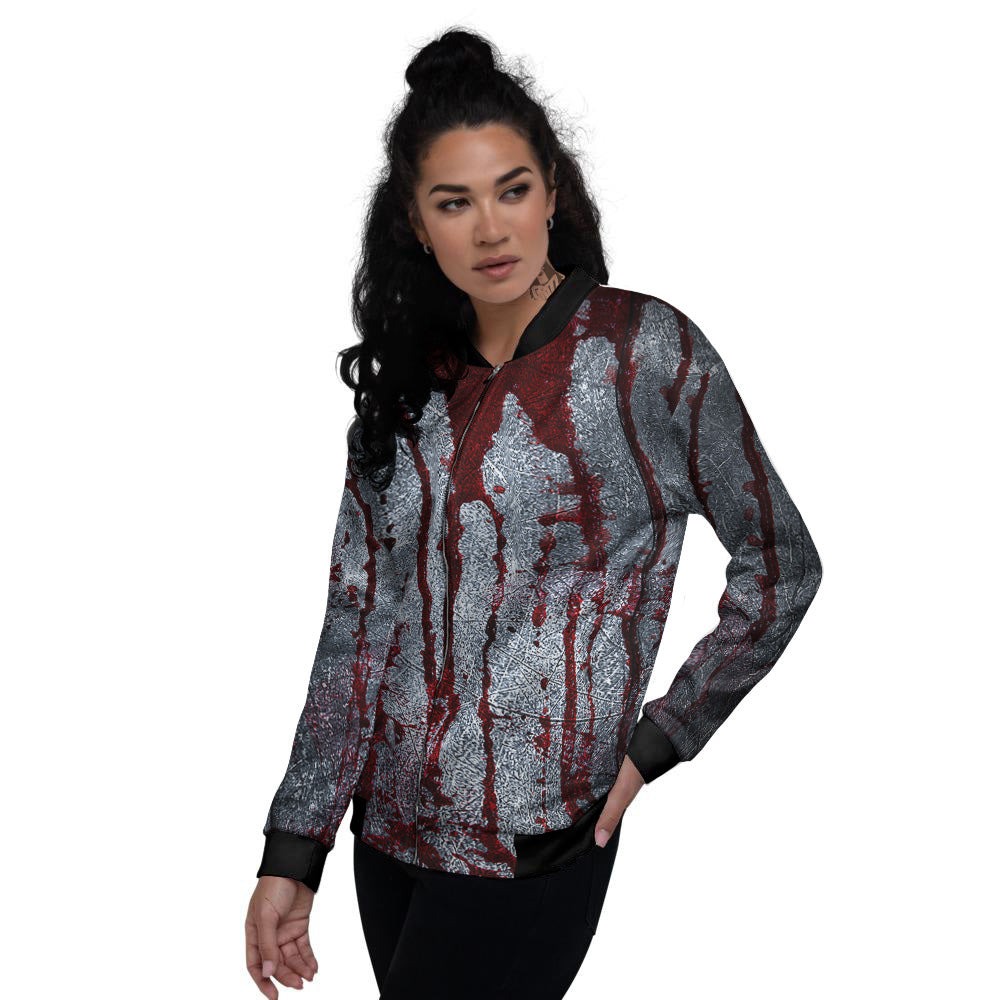 Bloody Metal Wall Print Women's Bomber Jacket-grizzshop