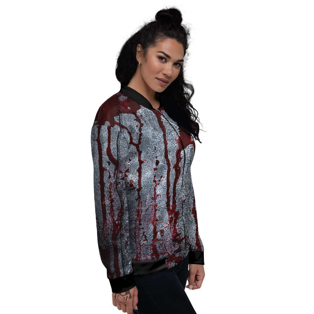 Bloody Metal Wall Print Women's Bomber Jacket-grizzshop