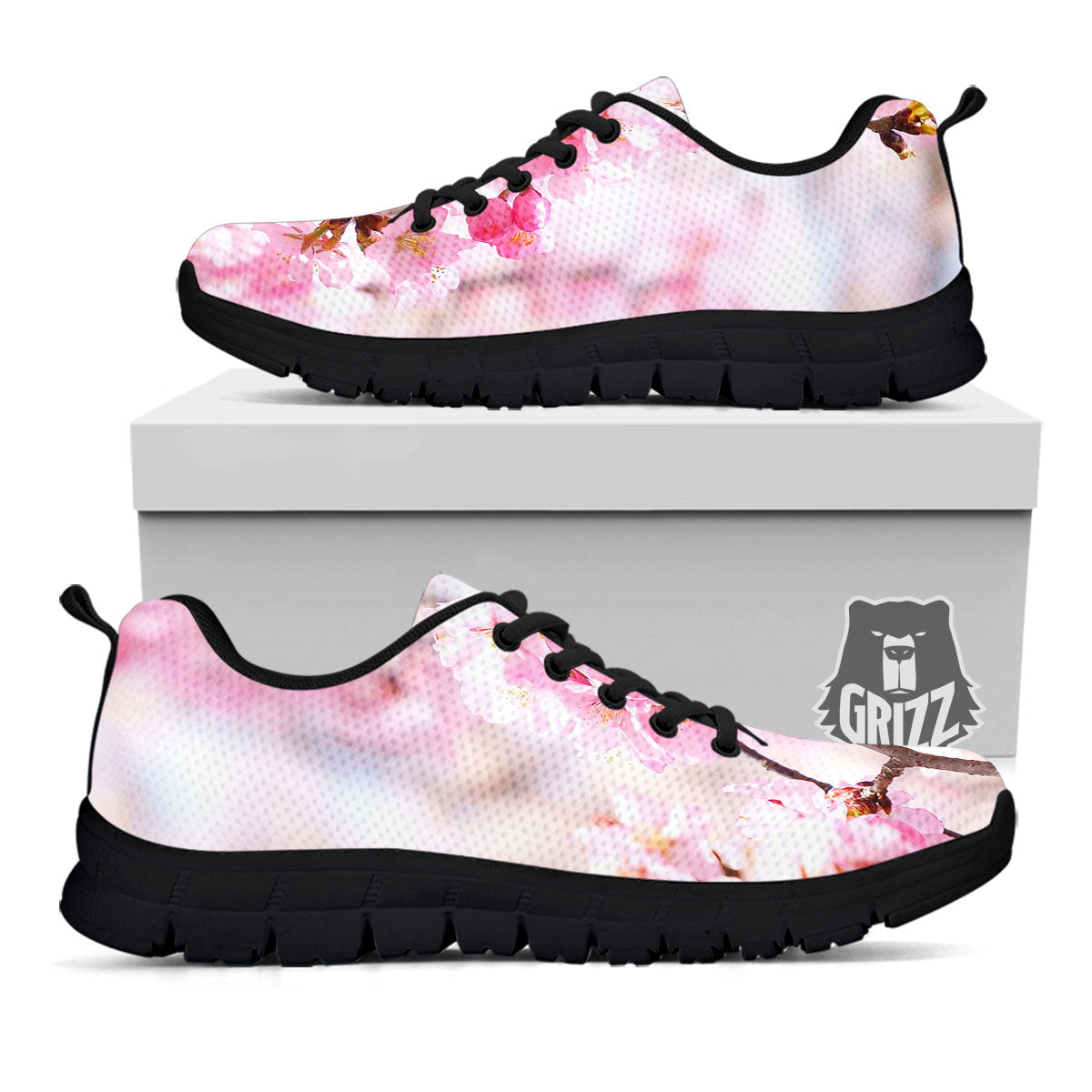 Blossom Spring Cherry Print Black Sneaker-grizzshop