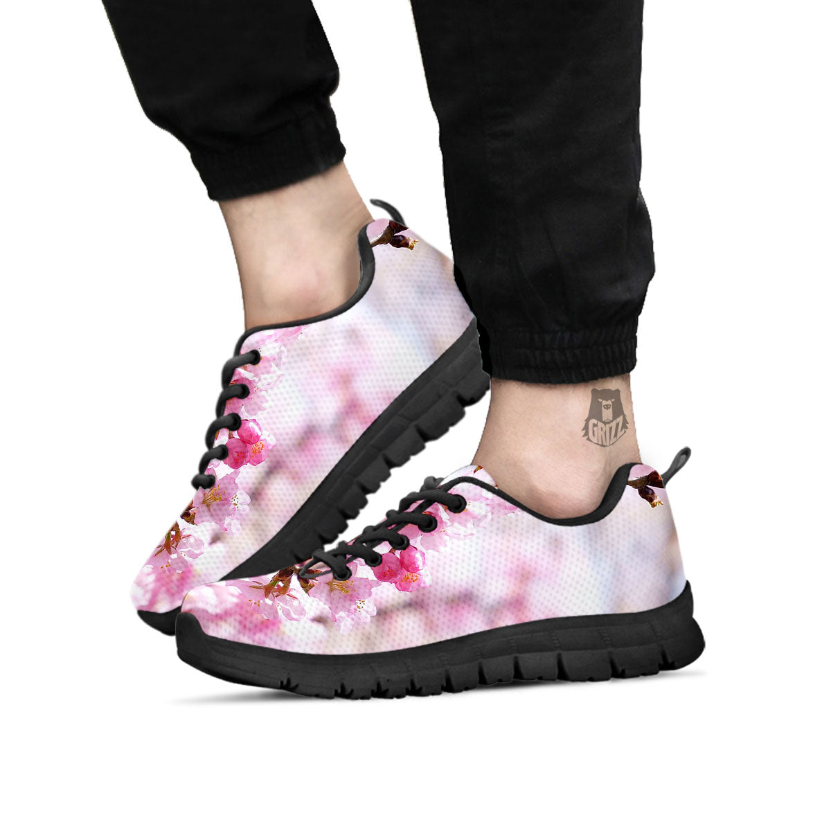 Blossom Spring Cherry Print Black Sneaker-grizzshop