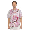 Blossom Spring Cherry Print Men's Short Sleeve Shirts-grizzshop