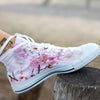 Blossom Spring Cherry Print White High Top Shoes-grizzshop