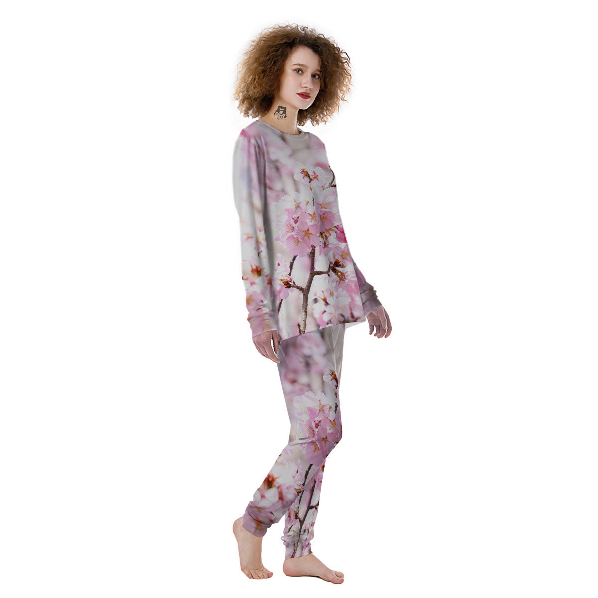 Blossom Spring Cherry Print Women's Pajamas-grizzshop