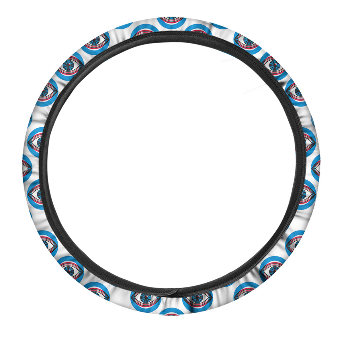 Blue Abstract Ophthalmology Print Pattern Car Steering Wheel Cover-grizzshop