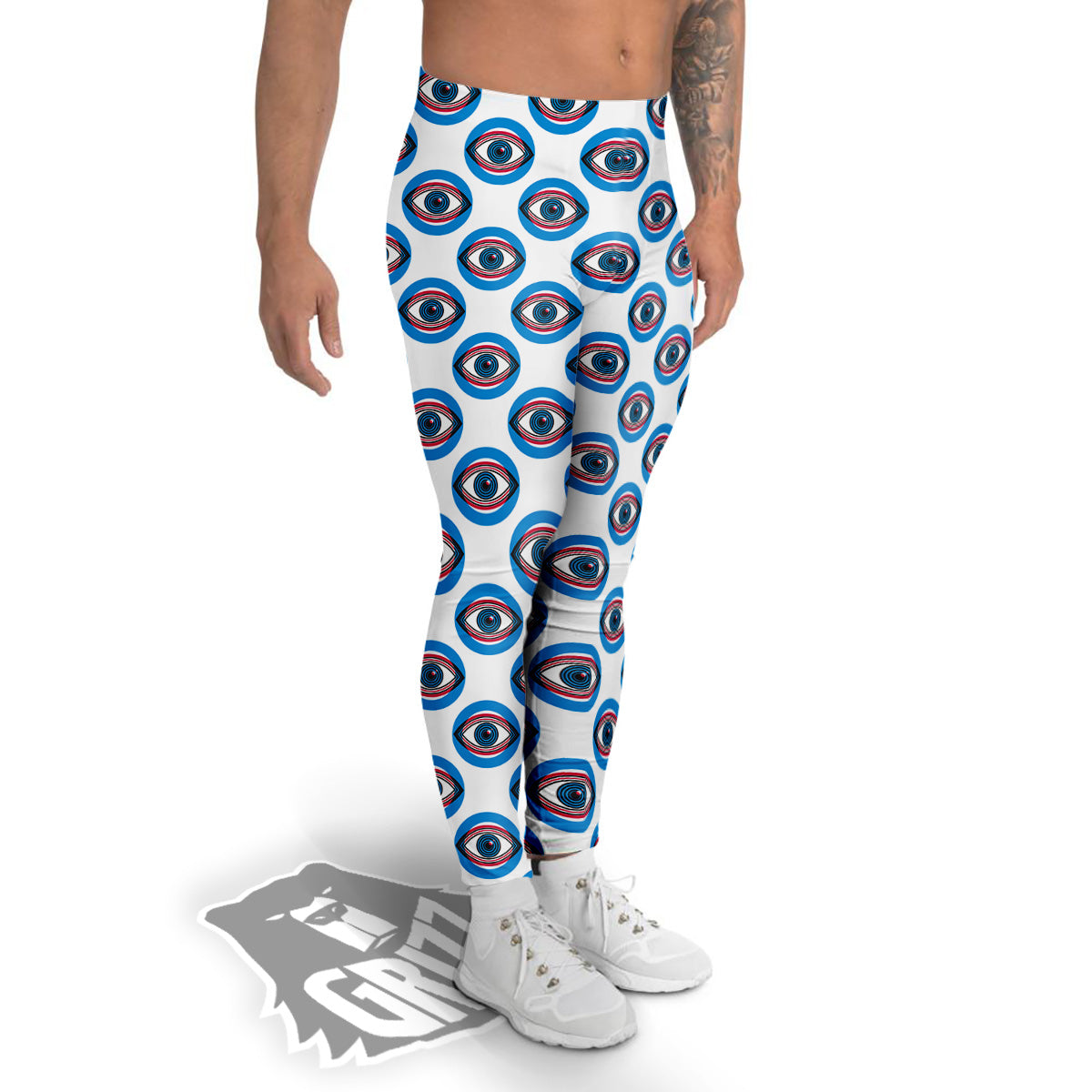 Blue Abstract Ophthalmology Print Pattern Men's Leggings-grizzshop