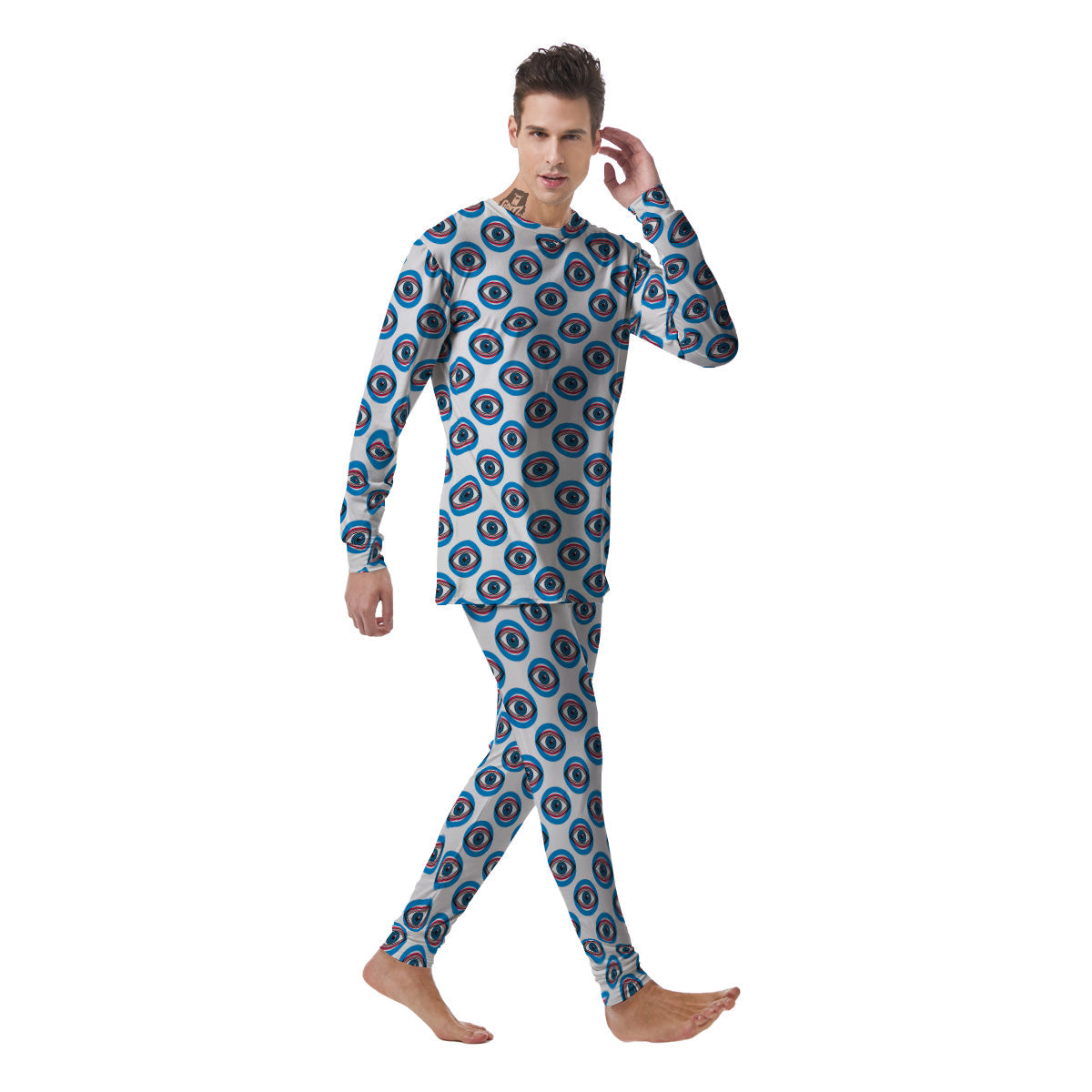 Blue Abstract Ophthalmology Print Pattern Men's Pajamas-grizzshop