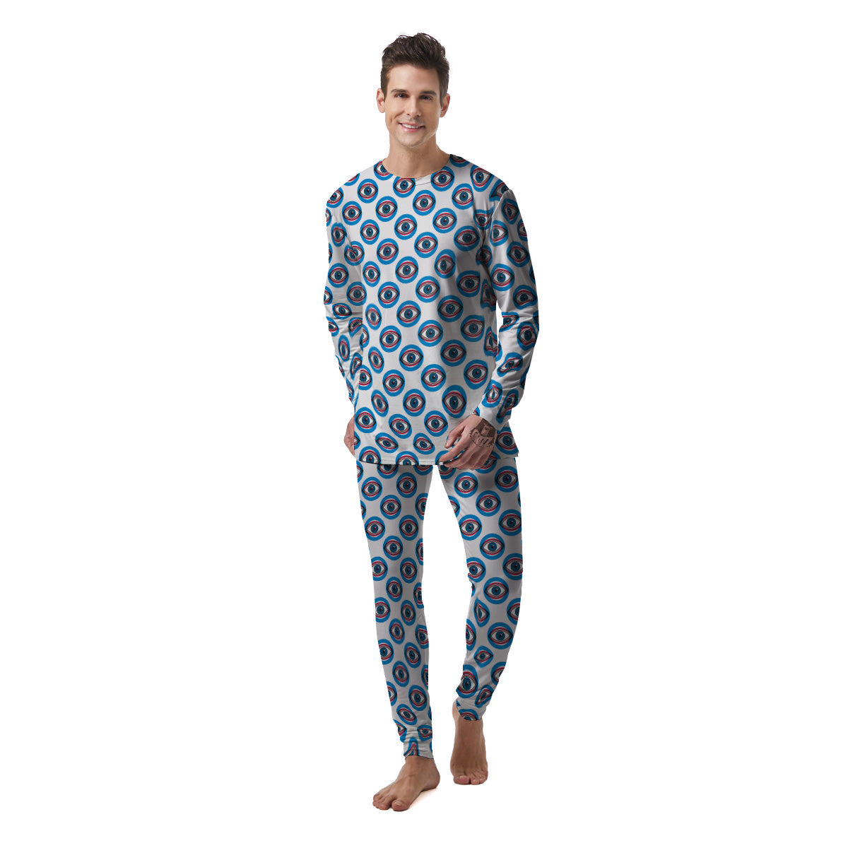 Blue Abstract Ophthalmology Print Pattern Men's Pajamas-grizzshop