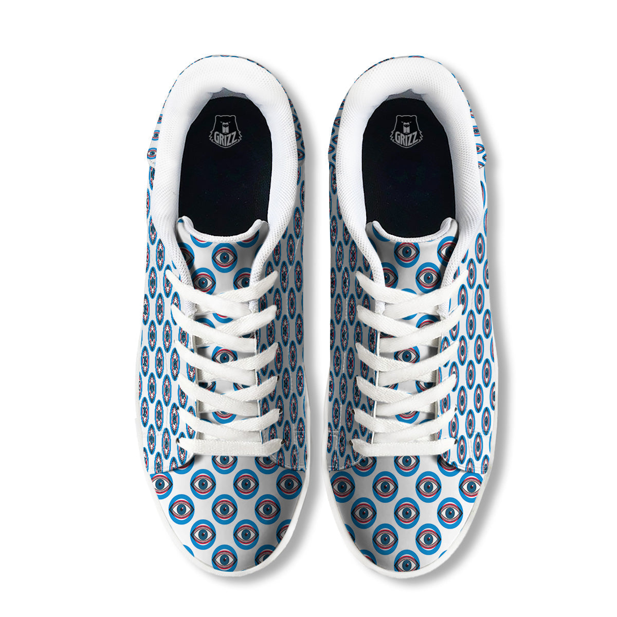 Blue Abstract Ophthalmology Print Pattern White Low Top Sneakers-grizzshop