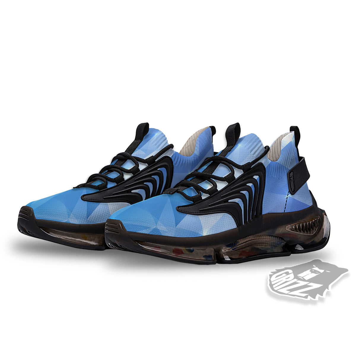 Blue Abstract Shining Ice Print Black Gym Shoes-grizzshop