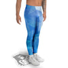 Blue Abstract Shining Ice Print Men's Leggings-grizzshop