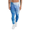 Blue Abstract Shining Ice Print Men's Leggings-grizzshop