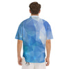 Blue Abstract Shining Ice Print Men's Short Sleeve Shirts-grizzshop