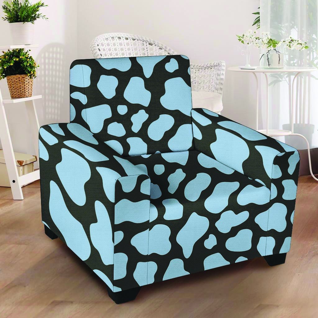 Blue And Black Cow Print Armchair Cover-grizzshop