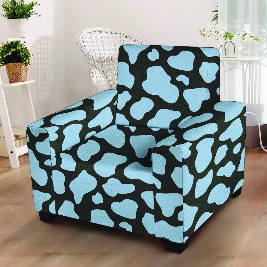 Blue And Black Cow Print Armchair Cover-grizzshop