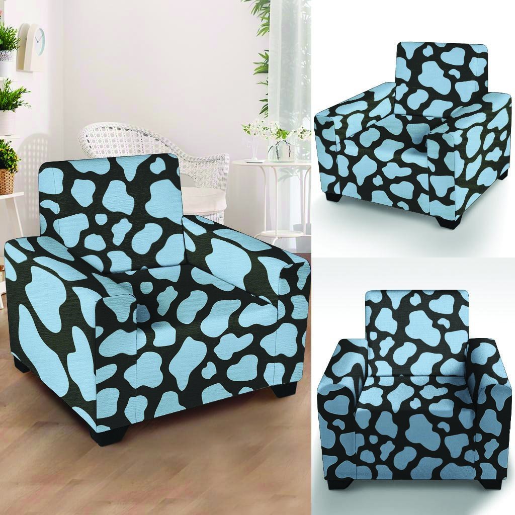 Blue And Black Cow Print Armchair Cover-grizzshop