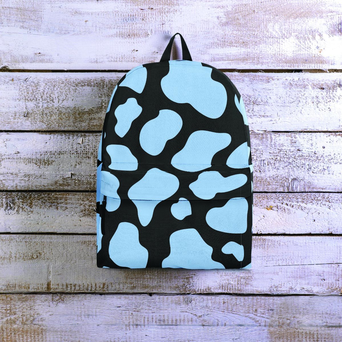 Blue And Black Cow Print Backpack-grizzshop