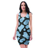 Blue And Black Cow Print Bodycon Dress-grizzshop