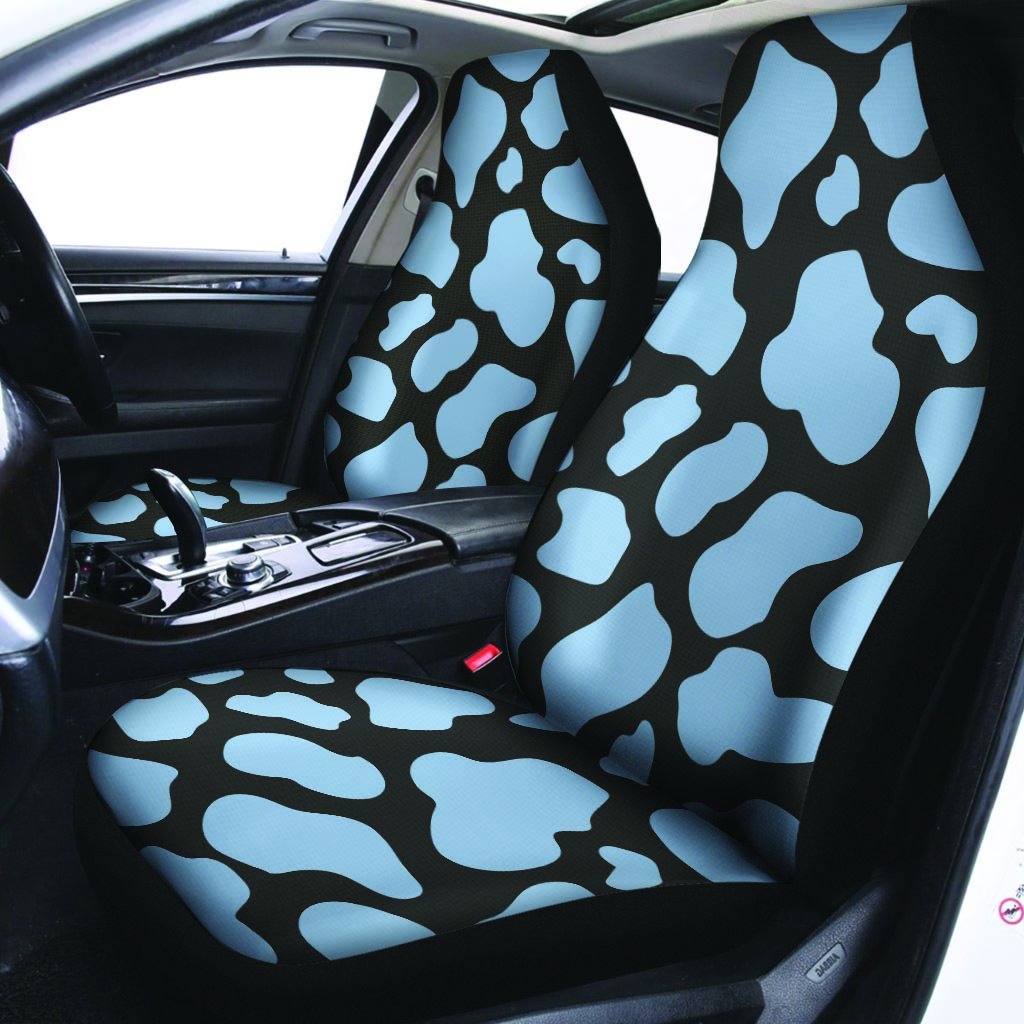 Blue And Black Cow Print Car Seat Covers-grizzshop