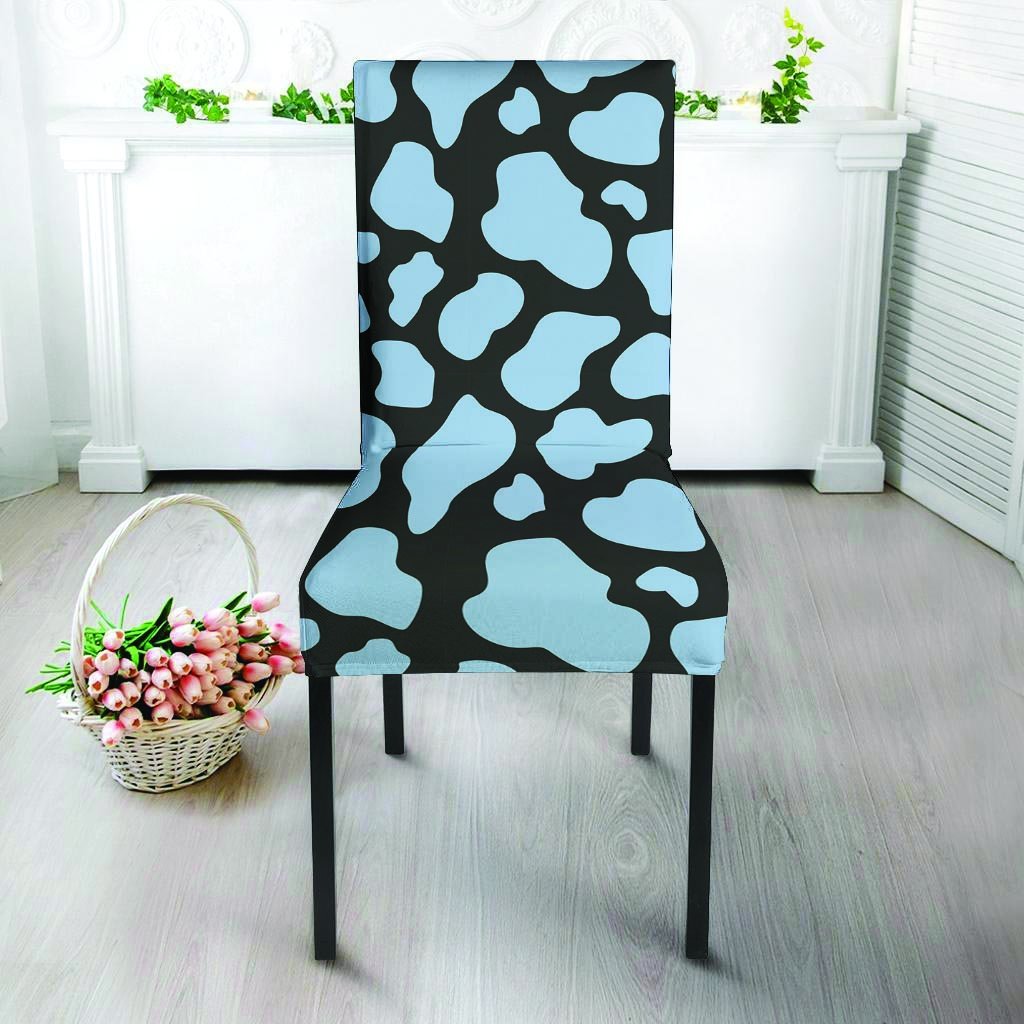 Blue And Black Cow Print Chair Cover-grizzshop