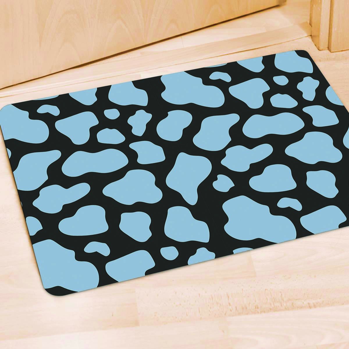 Blue And Black Cow Print Door Mat-grizzshop