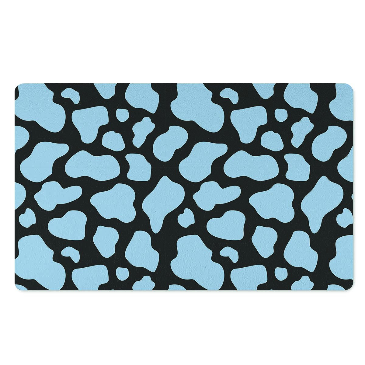 Blue And Black Cow Print Door Mat-grizzshop