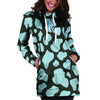 Blue And Black Cow Print Hoodie Dress-grizzshop