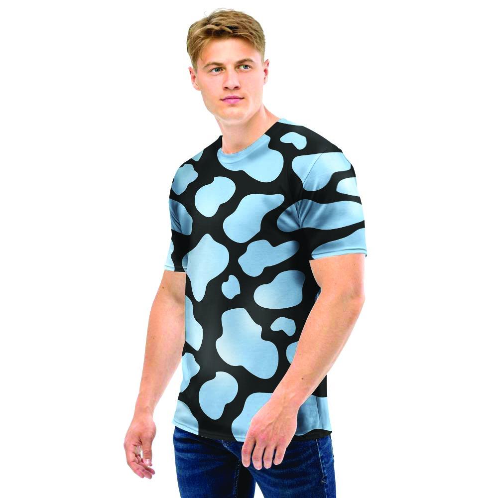 Blue And Black Cow Print Men T Shirt-grizzshop