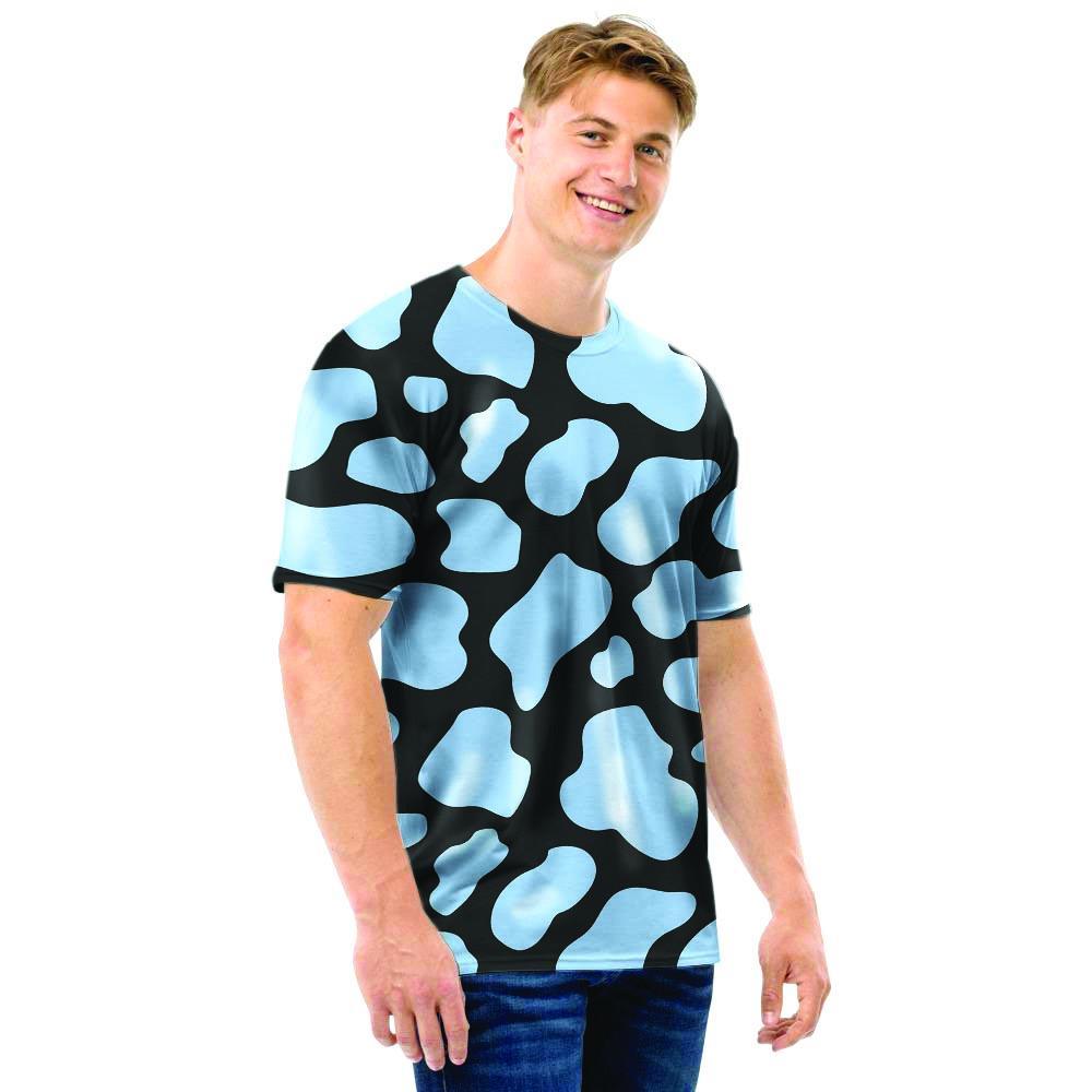 Blue And Black Cow Print Men T Shirt-grizzshop