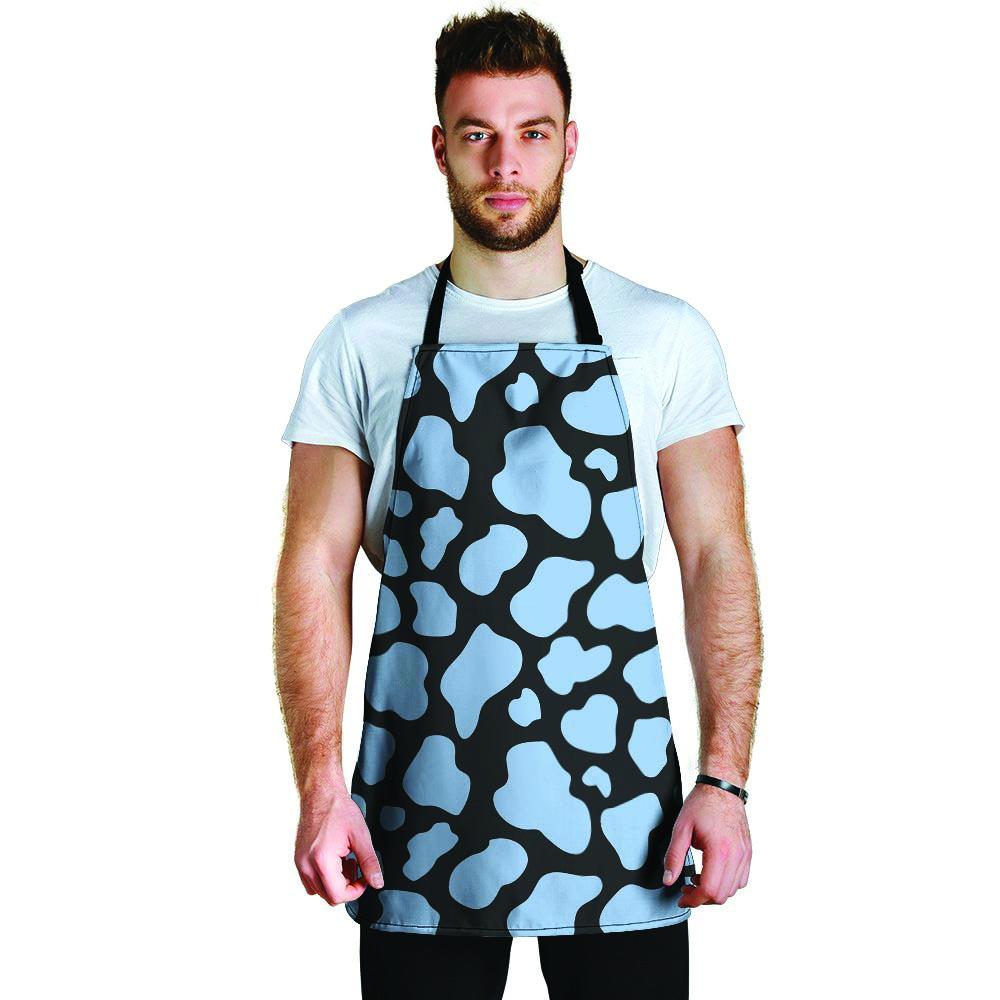 Blue And Black Cow Print Men's Apron-grizzshop