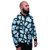 Blue And Black Cow Print Men's Bomber Jacket-grizzshop