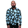 Blue And Black Cow Print Men's Bomber Jacket-grizzshop