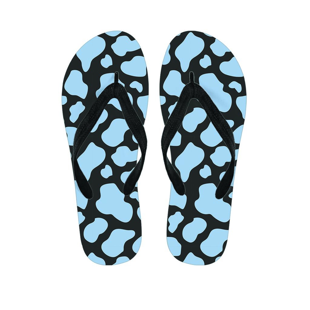 Blue And Black Cow Print Men's Flip Flops-grizzshop