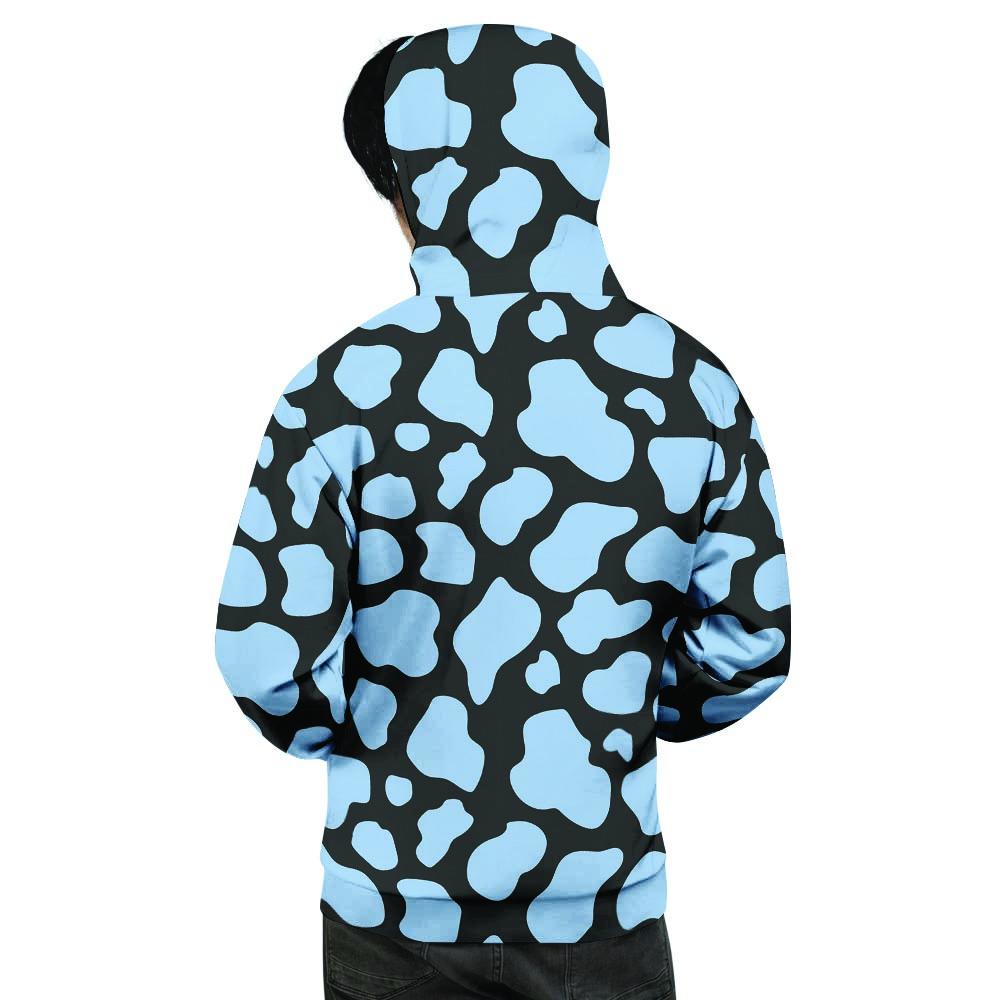 Blue And Black Cow Print Men's Hoodie-grizzshop