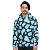 Blue And Black Cow Print Men's Hoodie-grizzshop