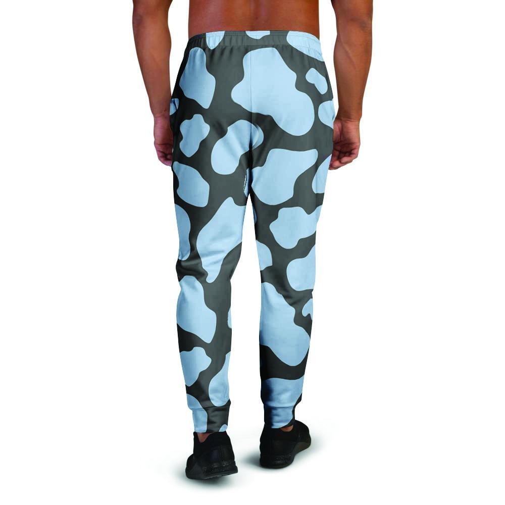 Blue And Black Cow Print Men's Joggers-grizzshop