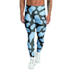 Blue And Black Cow Print Men's Leggings-grizzshop