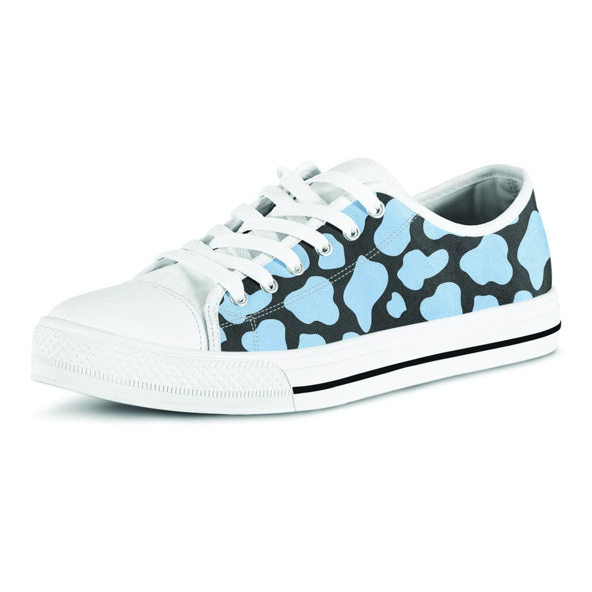 Blue And Black Cow Print Men's Low Top Shoes-grizzshop