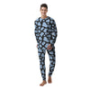 Blue And Black Cow Print Men's Pajamas-grizzshop