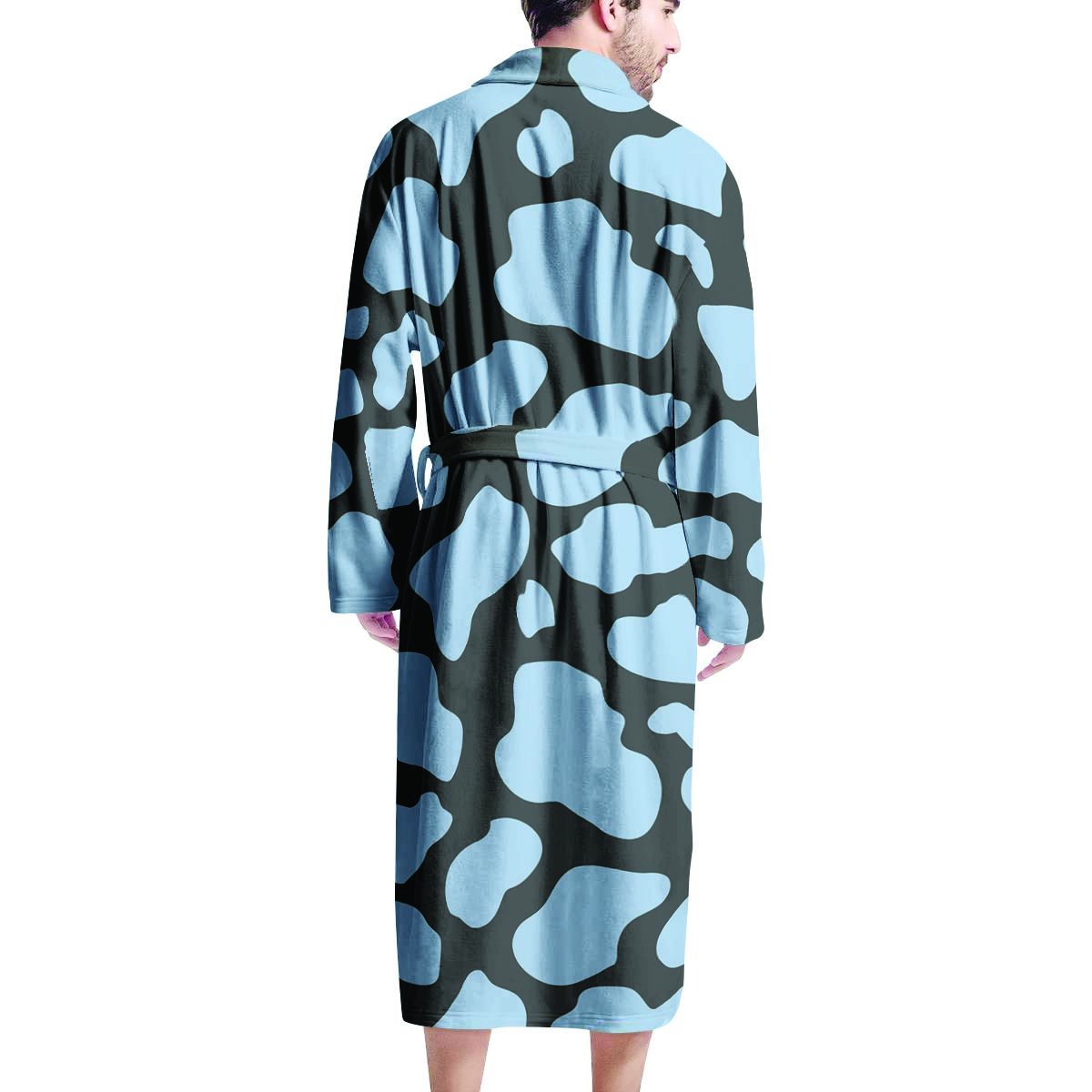 Blue And Black Cow Print Men's Robe-grizzshop